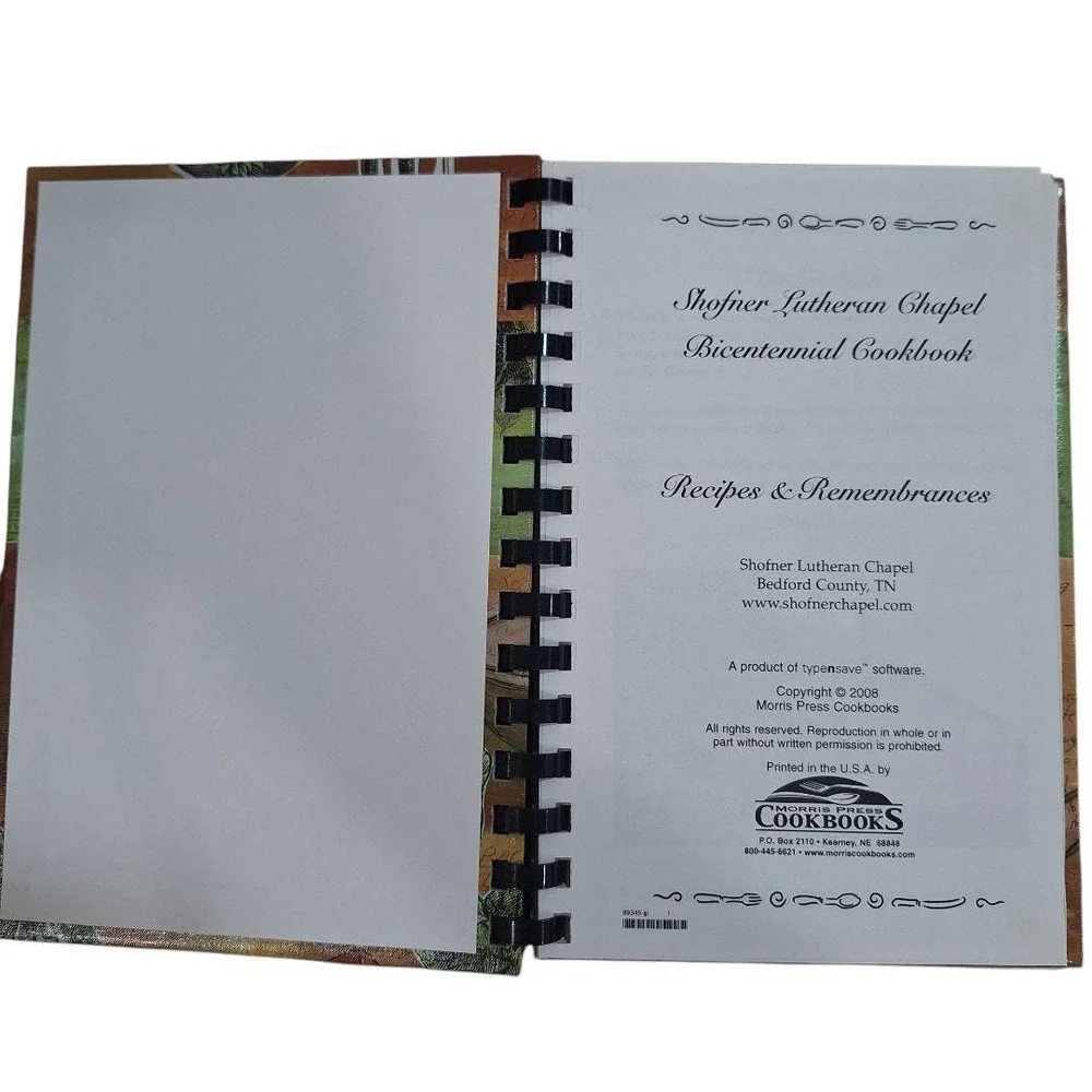 Shofner Lutheran Chapel Bicentennial Cookbook Bedford County TN‎ 2008 Spiral